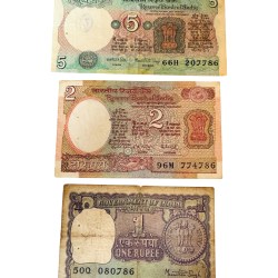 Re 1 2 and 5 India Banknote Vintage Issue Ending 786 Unique and Rare