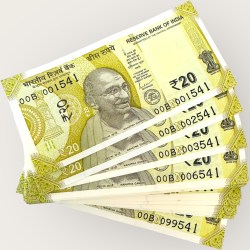 Rs 20 India Banknote 99 Note Set Prefix 00B 001541 To 099541 Ultra Unique and Rare Set