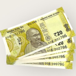 Rs 20 India Banknote 99 Note Set Prefix 00B 001786 To 099786 Ultra Unique and Rare Set