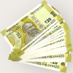 Rs 20 India Banknote 99 Note Set Prefix 00B 001420 To 099420 Ultra Unique and Rare Set