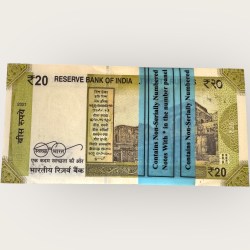 Alternative view of Rs 20 Star Replacement Serial Bundle Gem UNC Prefix 01F Inset M Unique and Rare Issue Year 2021