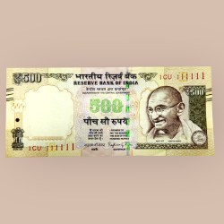 Rs 500 India Banknote Telescope Issue Solid Number 111111 Unique and Rare Solid Number With Braille