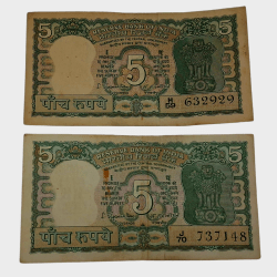 5 Rupees Old 4 DEER'S Issue Sign S.JAGANNATHAN 2 Notes are in Collectable Grades.