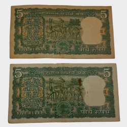 Alternative view of 5 Rupees Old 4 DEER'S Issue Sign S.JAGANNATHAN 2 Notes are in Collectable Grades.