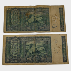 100 Rupees Old COMMEMORATIVE Issue White Strips B.R AMBEGAONKAR & L.K JHA Set of 2 Notes **V. RARE** Collectable Grades.