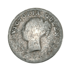 Alternative view of British India Silver 2 ANNA'S Year 1841 "EIC" Queen CONTINUOUS LEGEND **V. RARE** Used Condition.