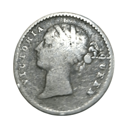 Alternative view of British India Silver 2 ANNA'S Year 1841 "EIC" Queen DIVIDED LEGEND **RARE** Collectable Grade.