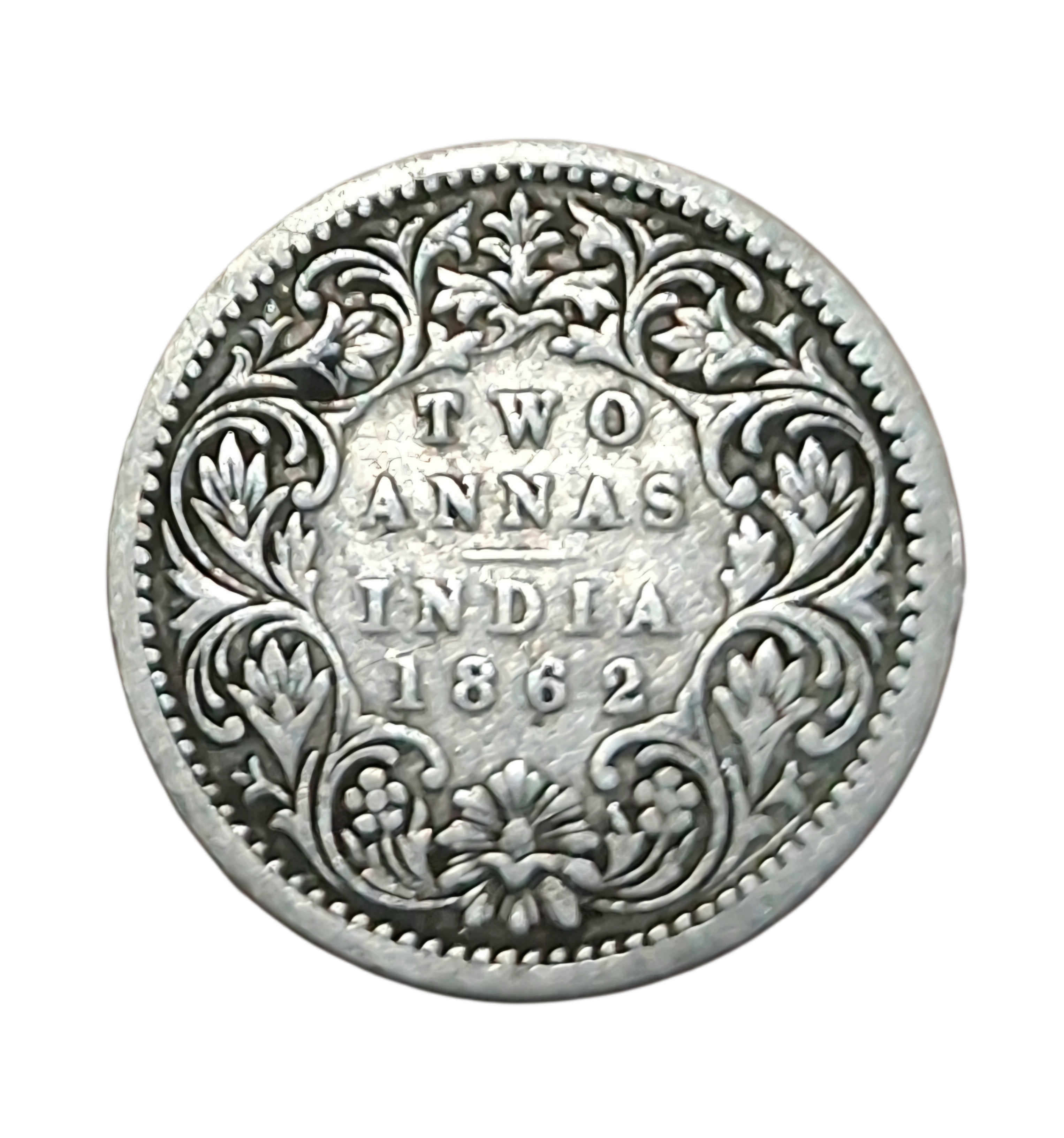 British India Silver 2 ANNA'S Year 1862 QUEEN VICTORIA **SCARE** Collectable Grade.