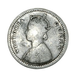 Alternative view of British India Silver 2 ANNA'S Year 1862 QUEEN VICTORIA **SCARE** Collectable Grade.