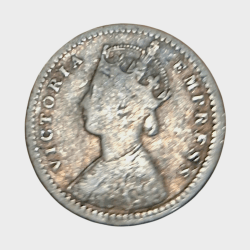 Alternative view of British India Silver 2 ANNA'S Year 1888 VICTORIA EMPRESS **SCARE** Collectable Grade.