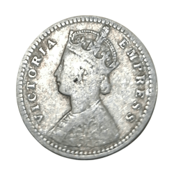 Alternative view of British India Silver 2 ANNA'S Year 1892 VICTORIA EMPRESS in Collectable Grade.