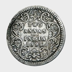 British India Silver 2 ANNA'S Year 1895 VICTORIA EMPRESS in Collectable Grade.