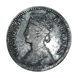 Alternative view of British India Silver 2 ANNA'S Year 1895 VICTORIA EMPRESS in Collectable Grade.