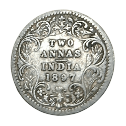 British India Silver 2 ANNA'S Year 1897 VICTORIA EMPRESS in High Collectable Grade.