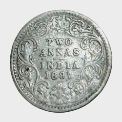 British India Silver 2 ANNA'S Year 1897 VICTORIA EMPRESS in High Collectable Grade.