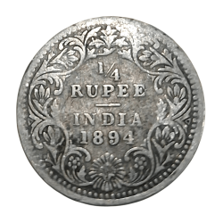 British India Silver 1/4 Rupee Year 1894 VICTORIA EMPRESS in Collectable Grade.