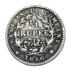 British India Silver 1/4 Rupee "EAST INDIA COMPANY" Year 1840 VICTORIA DIVIDED LEGEND **SCARE** Collectable Grade.