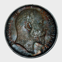 British India Silver Rupee Year 1904 King EDWARD-VII in High Collectable Grade with Natural Rainbow Tonnig.