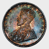 British India Silver Rupee Year 1919 King GEORGE-V in High Collectable Grade with Natural Rainbow Tonnig.