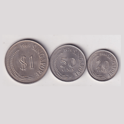 Alternative view of 3 DIFFERENT DENOMINATION SINGAPORE RARE COMMEMORATIVE UNC COIN (3 COIN SET) #AA-10