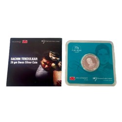 Alternative view of Sachin Tendulkar 20 Grams Pure Silver coin by valcambi ( swiss made)