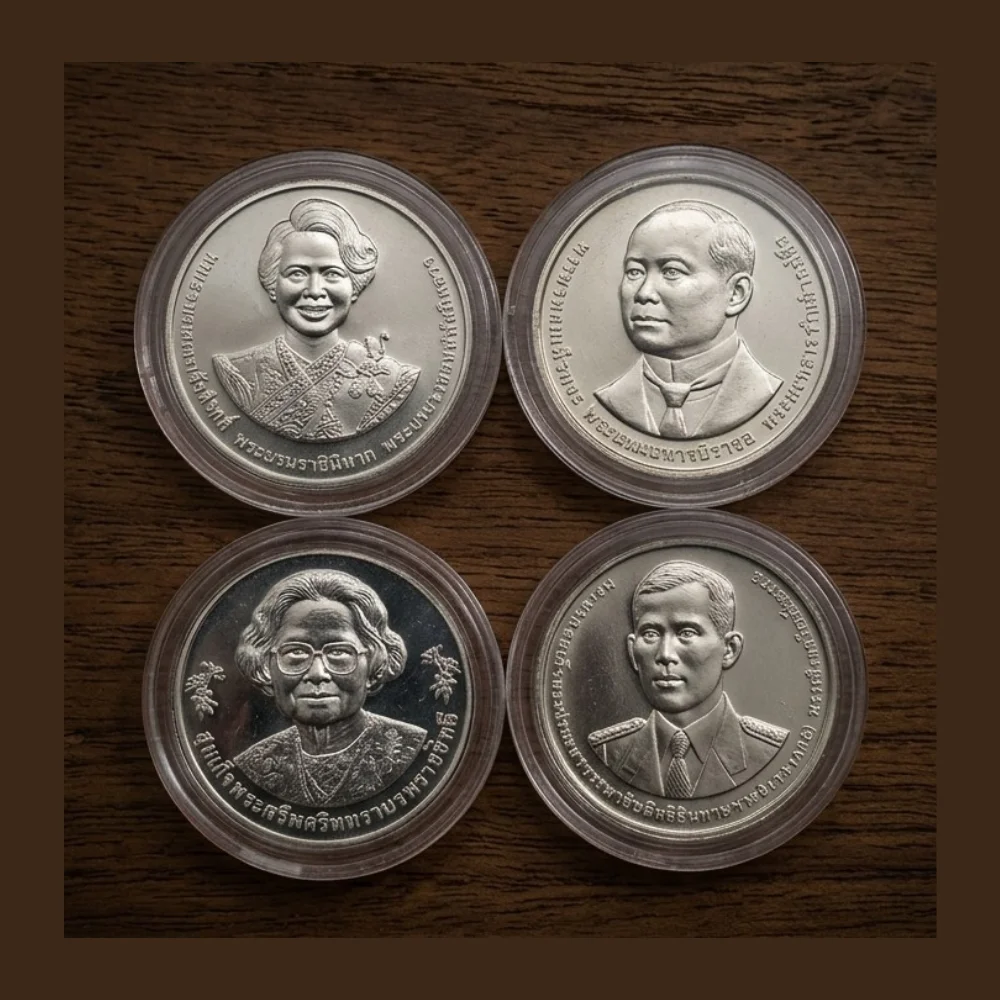 4 Different Thailand (Baht) Commemorative Rare Coin with Capsule (4 Coin Set)