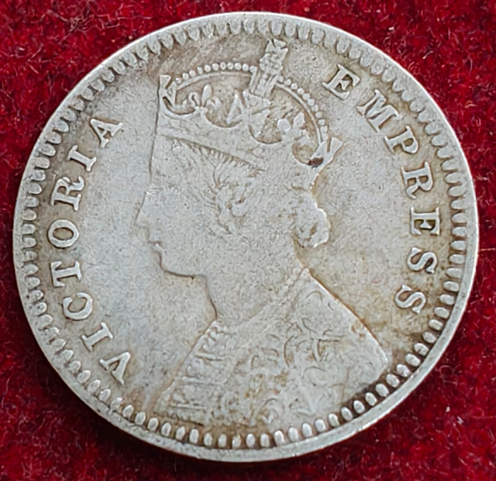 HIGH GRADE SILVER India - British 2 Annas 1895 - Victoria Rare Coin #Z-164 - Image 2