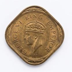 Alternative view of British India 2 Annas 1943 George VI Rare UNC Coin#Z-175