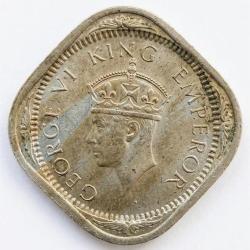 Alternative view of British India 2 Anna 1941 George VI Rare UNC Coin #Z-184