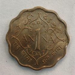 British India One Anna 1947 George VI Rare UNC Coin #Z-185