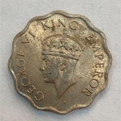 Alternative view of British India One Anna 1947 George VI Rare UNC Coin #Z-185
