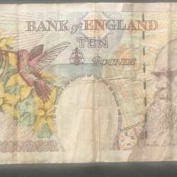 Alternative view of England 10 Pounds - (Elizabeth II Charles Darwin ) Rare Note #B2