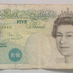 England 5 Pounds (Elizabeth II) Rare Note #B2