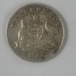 Australia 3 Pence 1936 (George V) Rare Coin