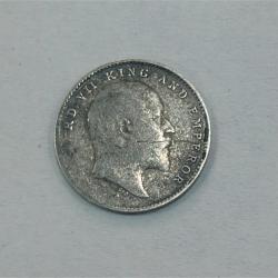 Alternative view of British India 2 Annas 1904 Edward VII Rare Silver Coin #AA-52