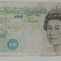 England 5 Pounds (Elizabeth II) Rare Note #B2