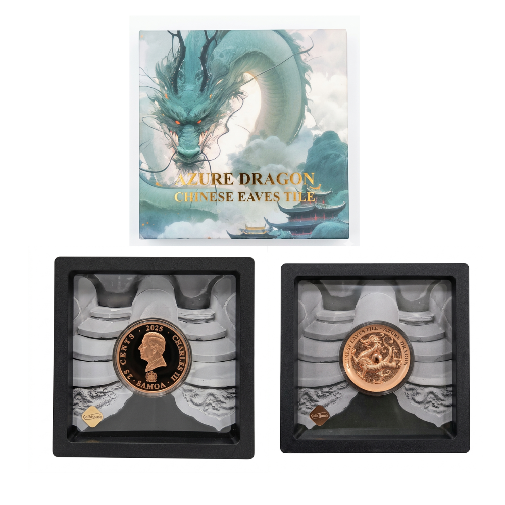 2025 Samoa – 25 cents , Azure Dragon Chinese Eaves Tiles Proof
