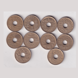 Alternative view of 10 Different Commemorative Spain 25 ptas Rare ( 10 Coin Set) #AA-20