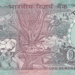 Alternative view of Agriculture Issue C Rangarajan Signature Unc 100 Rupees Note