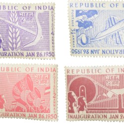 Republic India Stamp - Inauguration Republic of India AD 1950 - Set of 4 Stamps Mint Un-Used Condition as per Image, Rare.