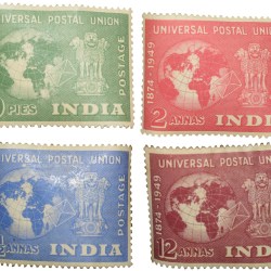 India 1949 75th Anniversary of formation of Universal Postal Union Set of 4 MNH Stamp Condition as per Image.