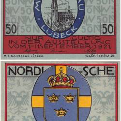 Germany Luebeck 50 Pfennig Notgeld Set 1921 UNC Unique and Rare