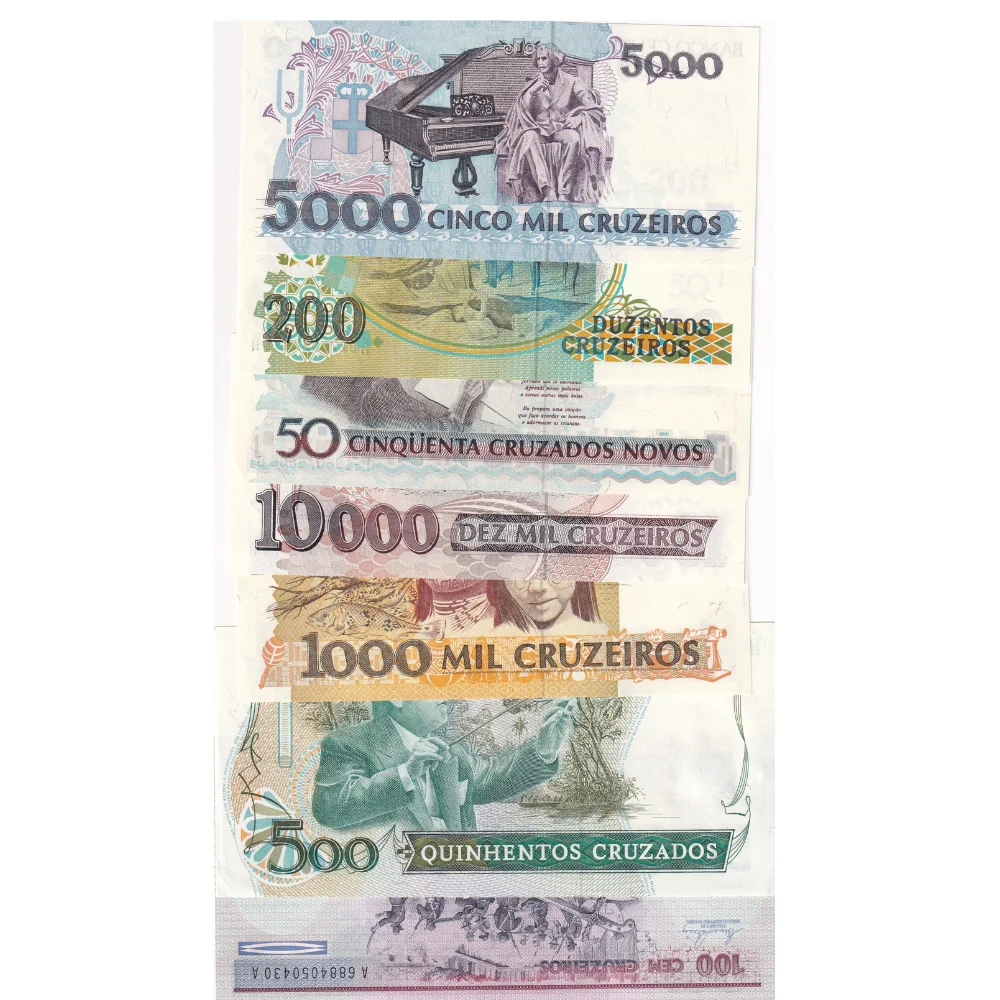 Brazil 7 Different Denomination Rare UNC Set(7 Pcs) - Image 2