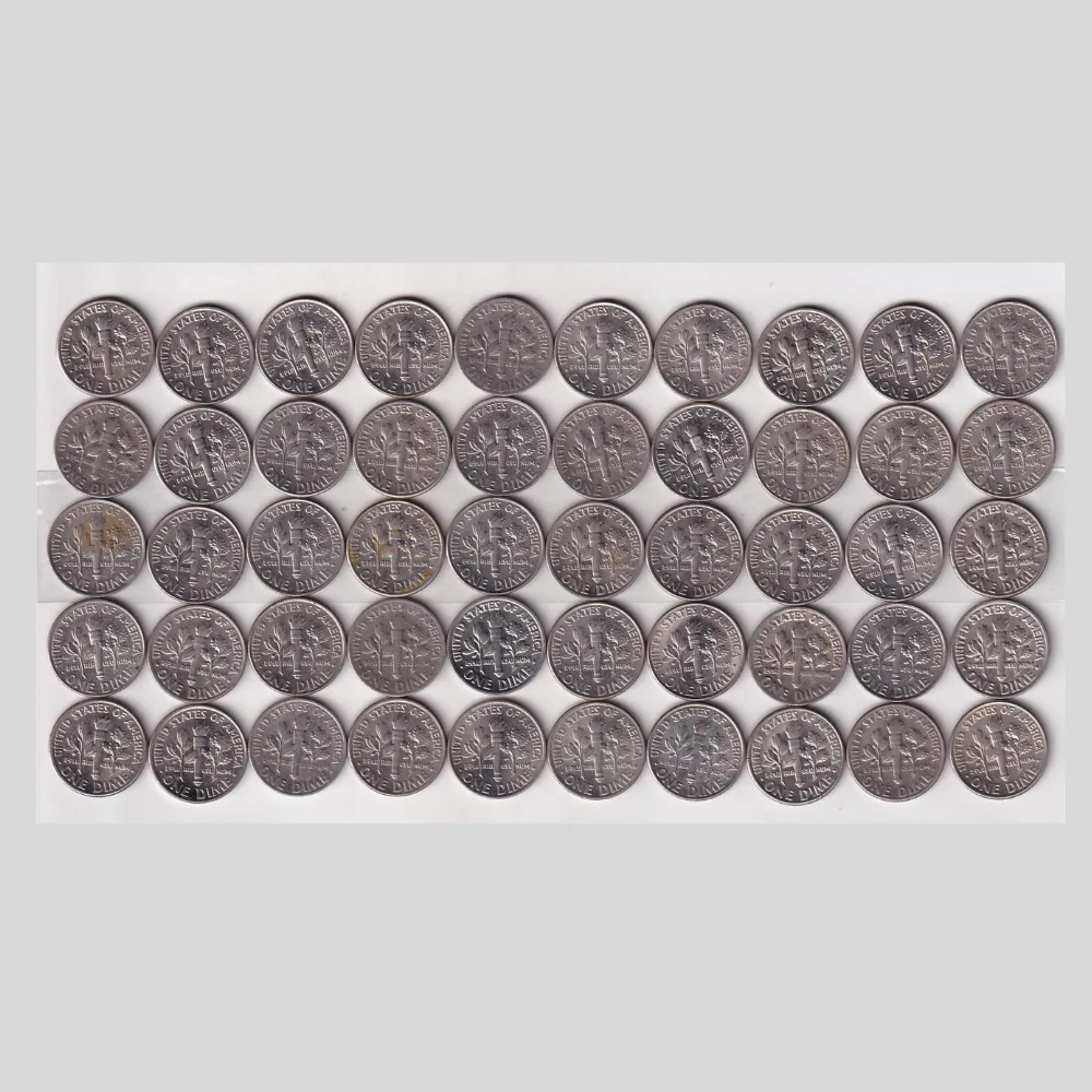 United States 1 Dime ("Roosevelt Dime") Mix Dates (50 Pcs Lott) Rare Coin