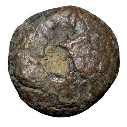 Alternative view of Cast Copper Coin of Mauryan Empire (4th - 3rd Cen. BC) from Vidarbha Region with Sreevatsa Uniface Rare