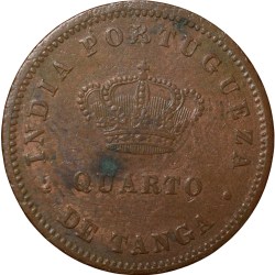 Alternative view of Copper 1/4 Tanga of Ludovicus I(AD 1881) of Indo-Portugal KM308 Rare