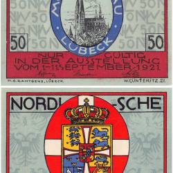 Germany Luebeck 50 Pfennig Notgeld Set 1921 UNC Unique and Rare