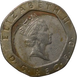 Nickel 20 Pence of Elizabeth II (AD 1990) from United Kingdom