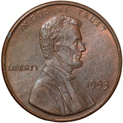 Bronze 1 Cent of USA (AD 1993) with Abraham Lincoln