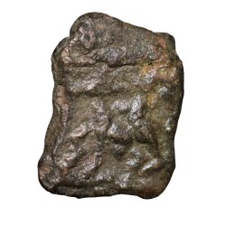 Copper Coin of City-State 'Kausambhi' (200 BC) with Lanki Bull walking Left/Tree Railing, Ujjaini & Hollow Cross